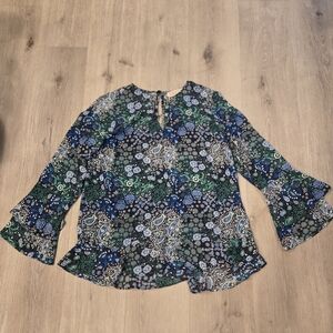 MICHAEL Michael Kors Paisley Flutter Sleeve Blouse Size Medium